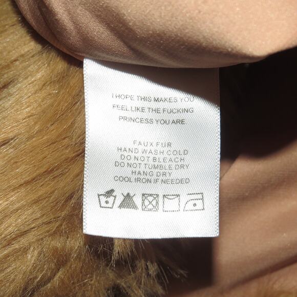 LPA Camel Brown Faux Fur Hooded Coat 84 - Picture 13 of 13